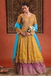 Farha Syed_Yellow Chanderi Silk, Tissue, Silk, Chanderi, Organza Anarkali And Skirt Set _at_Aza_Fashions