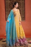 Buy_Farha Syed_Yellow Chanderi Silk, Tissue, Silk, Chanderi, Organza Anarkali And Skirt Set 