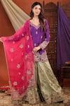Shop_Farha Syed_Multi Color Silk, Organza Embroidery, Zari, Cut Work, Sequins Kurta Sharara Set _Online_at_Aza_Fashions