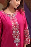 Farha Syed Magenta Silk, Organza Embroidery, Sequins, Beads, Kurta Farshi Salwar Set at Aza Fashions Farha Syed_Magenta Silk, Organza Embroidery, Sequins, Beads, Kurta Farshi Salwar Set _at_Aza_Fashions