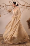 Buy_Farha Syed_Ivory Chanderi Silk, Tissue, Organza Sequins, Beads, Embroidery, Lehenga Set _Online_at_Aza_Fashions