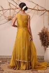 Shop_Farha Syed_Yellow Silk, Organza Sequins, Beads, Embroidery, Metallic Kurta And Skirt Set _at_Aza_Fashions