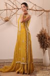 Buy_Farha Syed_Yellow Silk, Organza Sequins, Beads, Embroidery, Metallic Kurta And Skirt Set _Online_at_Aza_Fashions