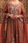 Farha Syed_Brown Chanderi Silk, Tissue, Shantoon, Organza Embroidery, Zari, Kurta Dhoti Set _at_Aza_Fashions