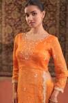 Farha Syed_Orange Chanderi Silk, Organza Embroidery, Sequins, Beads, Zari Kurta Skirt Set _Online_at_Aza_Fashions