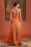 Shop_Farha Syed_Orange Chanderi Silk, Organza Embroidery, Sequins, Beads, Zari Kurta Skirt Set _at_Aza_Fashions