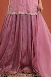 Shop_Farha Syed_Pink Chanderi Silk, Organza Embroidery, Sequins, Side Slit Kurta And Skirt Set _Online_at_Aza_Fashions
