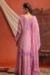 Farha Syed_Pink Chanderi Silk, Organza, Taffeta, Shantoon Embroidery, Kurta Sharara Set _Online_at_Aza_Fashions