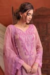 Farha Syed_Pink Chanderi Silk, Organza, Taffeta, Shantoon Embroidery, Kurta Sharara Set _at_Aza_Fashions