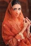 Farha Syed_Rust Chanderi Silk, Organza Embroidery, Sequins, Zari, Gota Kurta And Skirt Set _Online_at_Aza_Fashions