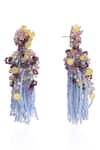 House Of D"Oro_Multi Color Beads, Stones, Tassels Blossom Beaded Drop Earrings _Online_at_Aza_Fashions