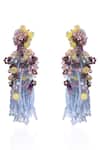 Shop_House Of D"Oro_Multi Color Beads, Stones, Tassels Blossom Beaded Drop Earrings _at_Aza_Fashions