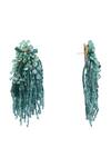 House Of D"Oro_Green Beads, Stones Petalia Beaded Tassel Drop Earrings _Online_at_Aza_Fashions
