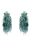 Shop_House Of D"Oro_Green Beads, Stones Petalia Beaded Tassel Drop Earrings _at_Aza_Fashions