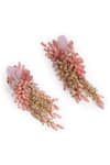 Buy_House Of D"Oro_Pink Beads, Stones Floree Beaded Cluster Drop Earrings _Online_at_Aza_Fashions