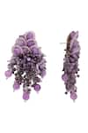House Of D"Oro_Purple Beads, Stones Laventia Beaded Cluster Drop Earrings _Online_at_Aza_Fashions