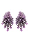 Shop_House Of D"Oro_Purple Beads, Stones Laventia Beaded Cluster Drop Earrings _at_Aza_Fashions