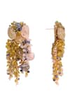 House Of D"Oro_Multi Color Beads, Gemstones Florelle And Cluster Dangler Earrings _Online_at_Aza_Fashions