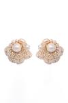 Shop_House Of D"Oro_Peach Beads, Pearls Cluster Stud Earrings _at_Aza_Fashions