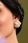 Shop_House Of D"Oro_Peach Beads, Pearls Cluster Stud Earrings _Online_at_Aza_Fashions