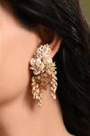 Buy_House Of D"Oro_Peach Beads, Pearls Magnolia And Stone Embellished Earrings _Online_at_Aza_Fashions