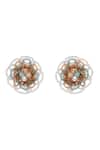 Shop_House Of D"Oro_Multi Color Beads, Crystals, Pearls Aureaflora Beaded And Stud Earrings _at_Aza_Fashions