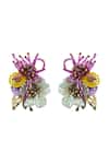 Shop_House Of D"Oro_Multi Color Beads Florabell Floral Stud Earrings _at_Aza_Fashions