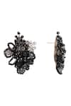 House Of D"Oro_Black Beads, Stones Calla Floral Beaded Cluster Stud Earrings _Online_at_Aza_Fashions