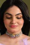 Buy_House Of D"Oro_Multi Color Uniflora Beaded Choker Necklace _at_Aza_Fashions