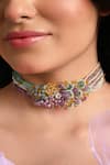 Buy_House Of D"Oro_Multi Color Uniflora Beaded Choker Necklace _Online_at_Aza_Fashions