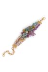 Shop_House Of D"Oro_Multi Color Beads, Crystals Uniflora Beaded Embellished Bracelet _at_Aza_Fashions