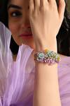 Buy_House Of D"Oro_Multi Color Beads, Crystals Uniflora Beaded Embellished Bracelet _at_Aza_Fashions