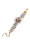 Shop_House Of D"Oro_Multi Color Beads, Pearls Aureaflora Beaded Floral Cuff Bracelet _at_Aza_Fashions