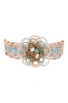 House Of D"Oro_Multi Color Beads, Pearls Aureaflora Beaded Floral Cuff Bracelet _Online_at_Aza_Fashions