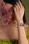 Buy_House Of D"Oro_Multi Color Beads, Studs Florabell Beaded Floral Bracelet _Online_at_Aza_Fashions