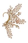 Shop_House Of D"Oro_Peach Beads, Pearls Florae And Crystal Embellished Earcuff _at_Aza_Fashions