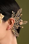 Buy_House Of D"Oro_Peach Beads, Pearls Florae And Crystal Embellished Earcuff _Online_at_Aza_Fashions
