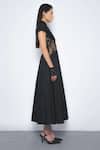 Buy_Leh Studios_Black Viscose, Polyester Lace V-, High Panel Dress _Online_at_Aza_Fashions