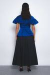 Shop_Leh Studios_Blue Viscose, Polyester Collared Cumulus Ruffled Peplum Top _at_Aza_Fashions
