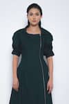 Leh Studios Emerald Green Cotton Asymmetric, Collared Soir Zip Dress Online at Aza Fashions Leh Studios_Emerald Green Cotton Asymmetric, Collared Soir Zip Dress _Online_at_Aza_Fashions