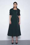 Buy Leh Studios Emerald Green Cotton Asymmetric, Collared Soir Zip Dress at Aza Fashions Buy_Leh Studios_Emerald Green Cotton Asymmetric, Collared Soir Zip Dress _at_Aza_Fashions