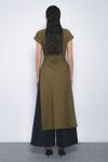 Shop Leh Studios Olive Green Cotton High Neck Arida Draped Tunic at Aza Fashions Shop_Leh Studios_Olive Green Cotton High Neck Arida Draped Tunic _at_Aza_Fashions