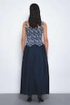 Shop_Leh Studios_Navy Viscose, Polyester Square Neck Miyu Floral Print Sleeveless Dress _at_Aza_Fashions