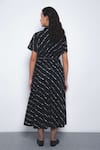 Shop_Leh Studios_Black Cotton Collared, V-neck Sol Parka Striped Dress _at_Aza_Fashions