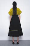 Shop_Leh Studios_Mustard Cotton Collared Esther Color Block Dress _at_Aza_Fashions