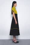 Buy_Leh Studios_Mustard Cotton Collared Esther Color Block Dress _Online_at_Aza_Fashions