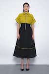 Buy_Leh Studios_Mustard Cotton Collared Esther Color Block Dress _at_Aza_Fashions