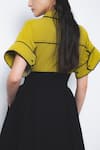 Buy_Leh Studios_Mustard Cotton Collared Esther Color Block Dress 