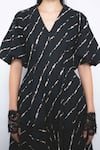 Shop_Leh Studios_Black Cotton V-neck Thalia Printed Puff Sleeve Dress _Online_at_Aza_Fashions