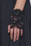 Buy_Leh Studios_Black Lace, Applique, Beads, Sumire Embellished Fingerless Pair Of Gloves _at_Aza_Fashions